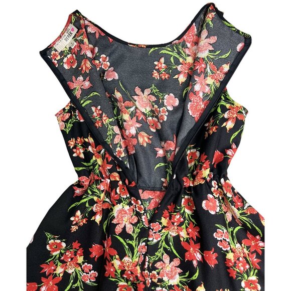 Love With Derek Size S Womens Dress Black Floral Sleeveless Back Zipper - Picture 2 of 8